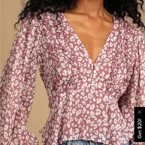 Lulus Easy To Spot Mauve Leopard Print Long Sleeve Top Pink - Size S